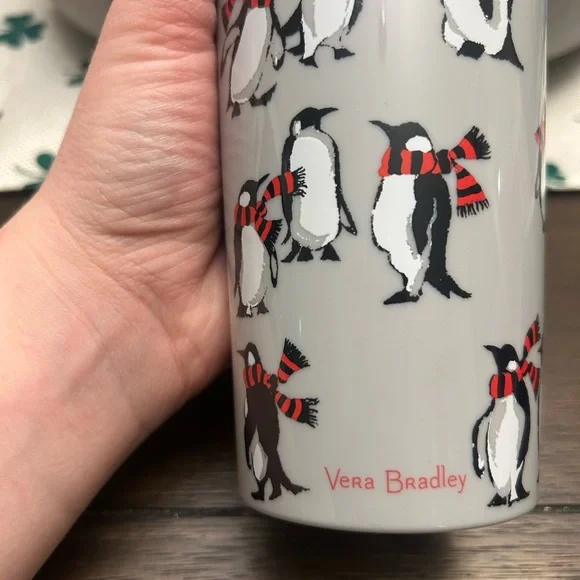 Vera Bradley Penguin Travel Mug with Red Lid - Picture 2 of 8